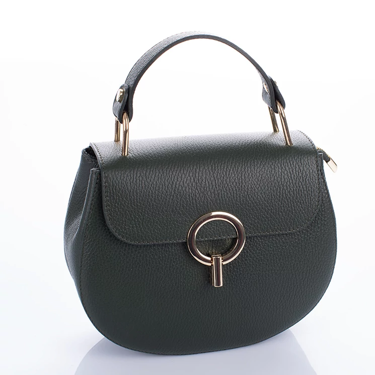 Valódi bőr női táska sötétzöld színben