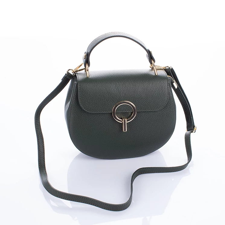 Valódi bőr női táska sötétzöld színben