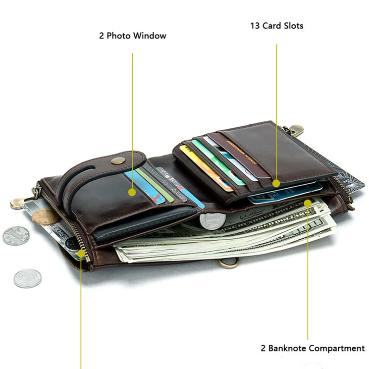 Valódi bőr elegáns férfi pénztárca sötétbarna színben