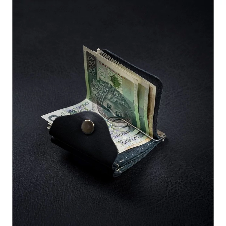 Valódi bőr Dolláros Pénztárca fekete színben
