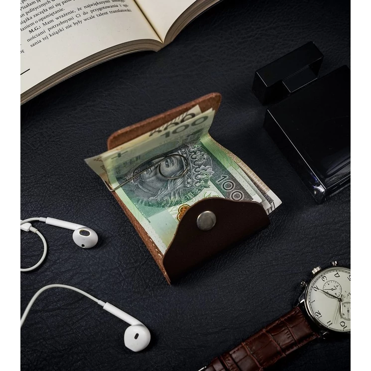 Valódi bőr Dolláros Pénztárca barna színben
