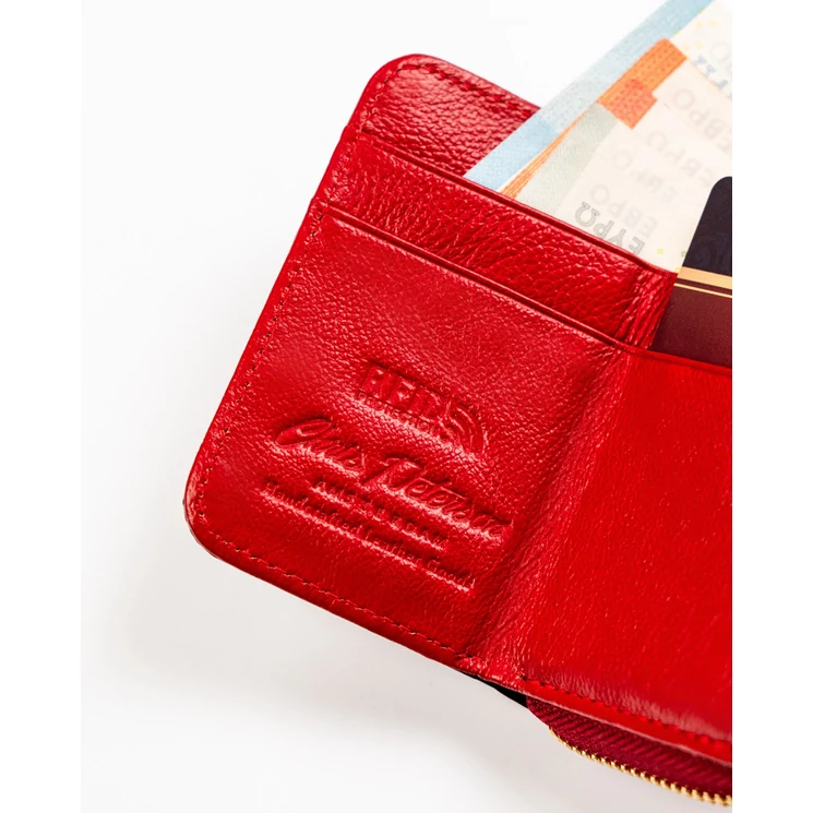 Kisméretű Lakk valódi bőr Női pénztárca pillangó mintával