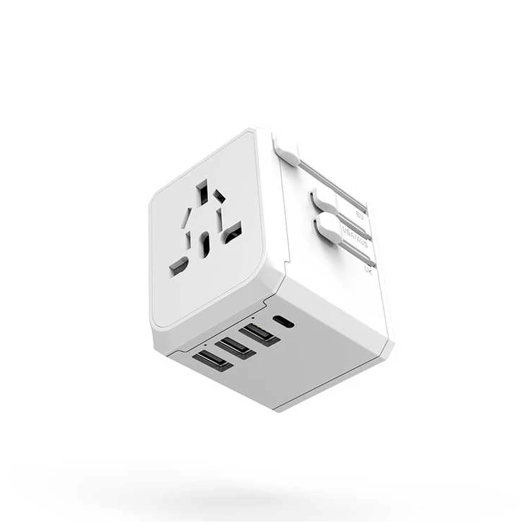 Utazási kiegészítők Világ adapter USB és USB C Töltővel Fehér