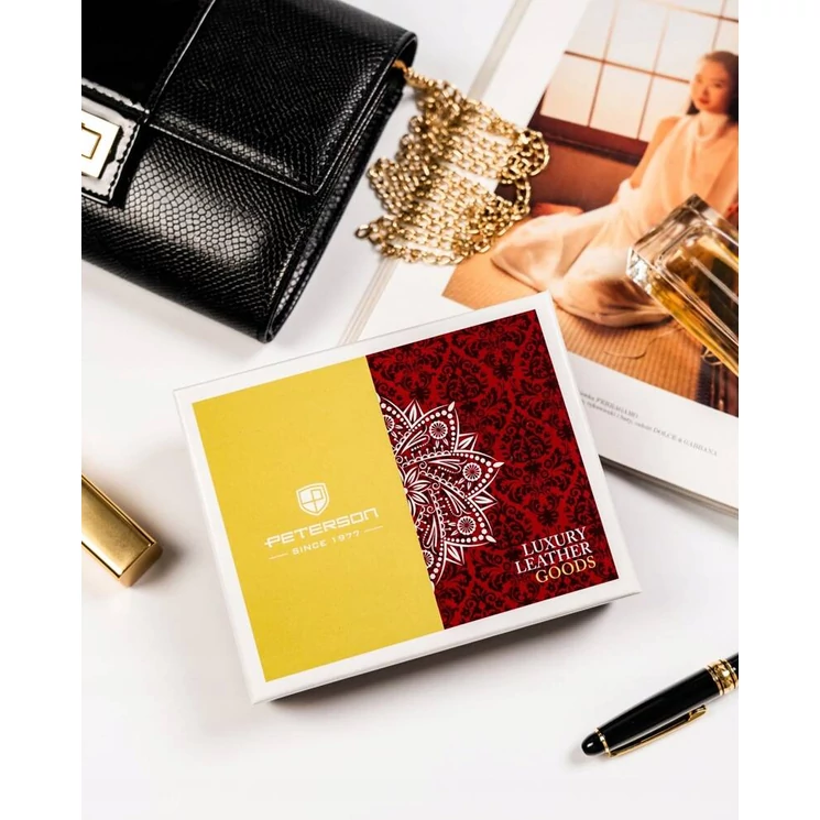 Kis méretű Lakk valódi bőr Női pénztárca pillangó mintával