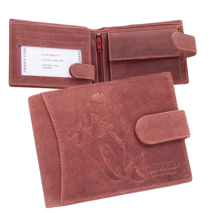 Motoros bivalybőr férfi pénztárca díszdobozban RFID rendszerrel