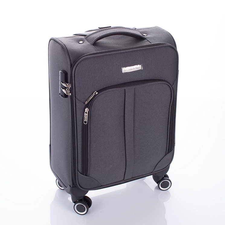 LEONARDO DA VINCI Bőrönd kabin méret szürke bővíthető