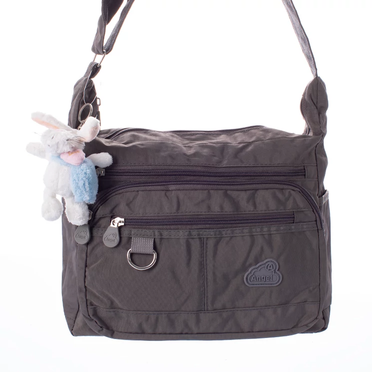 Angel sokzsebes női oldaltáska szürke színben ajándék kulcstartóval