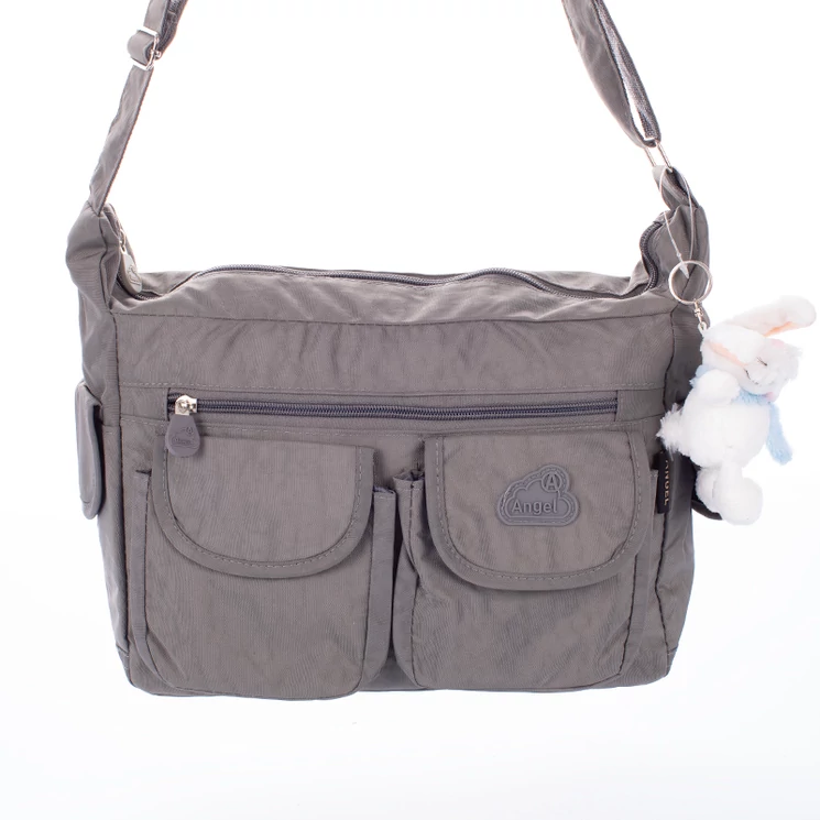 Angel sokzsebes női oldaltáska szürke színben ajándék kulcstartóval