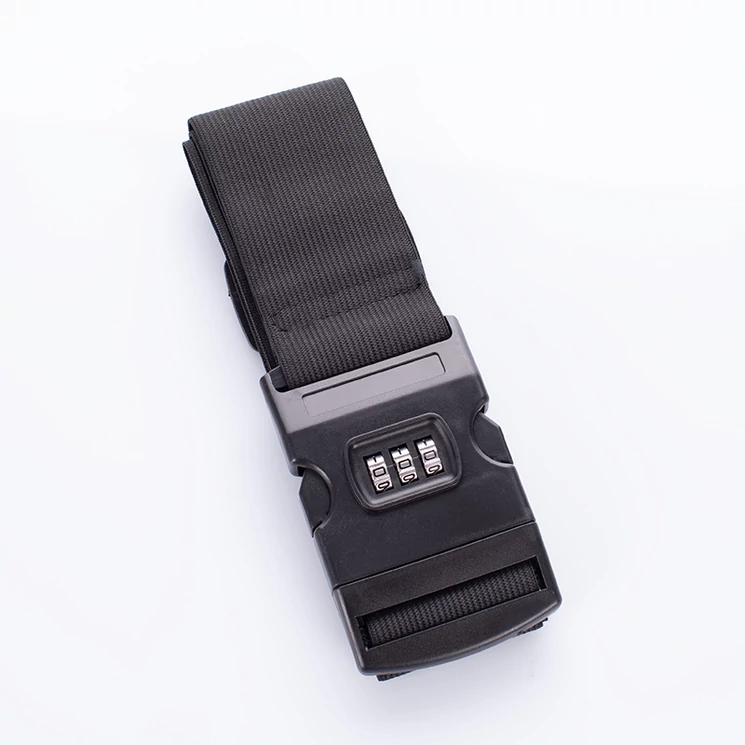 Számzáras biztonsági bőröndpánt heveder fekete színben rugalmas gumírozott