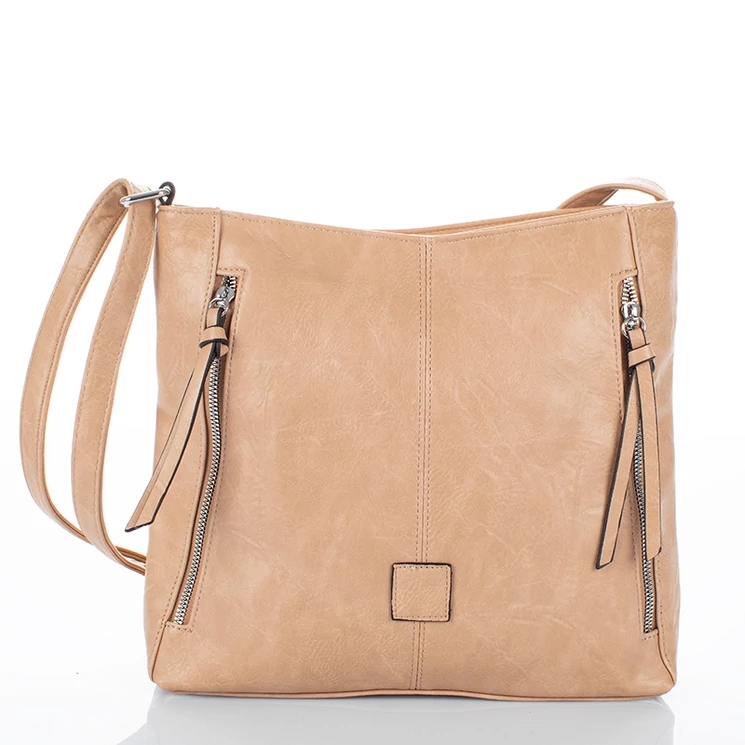 Sokzsebes női oldaltáska Bézs színben
