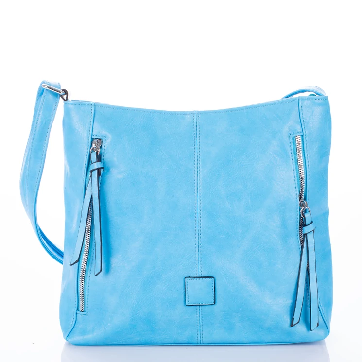 Sokzsebes női oldaltáska Türkizkék színben