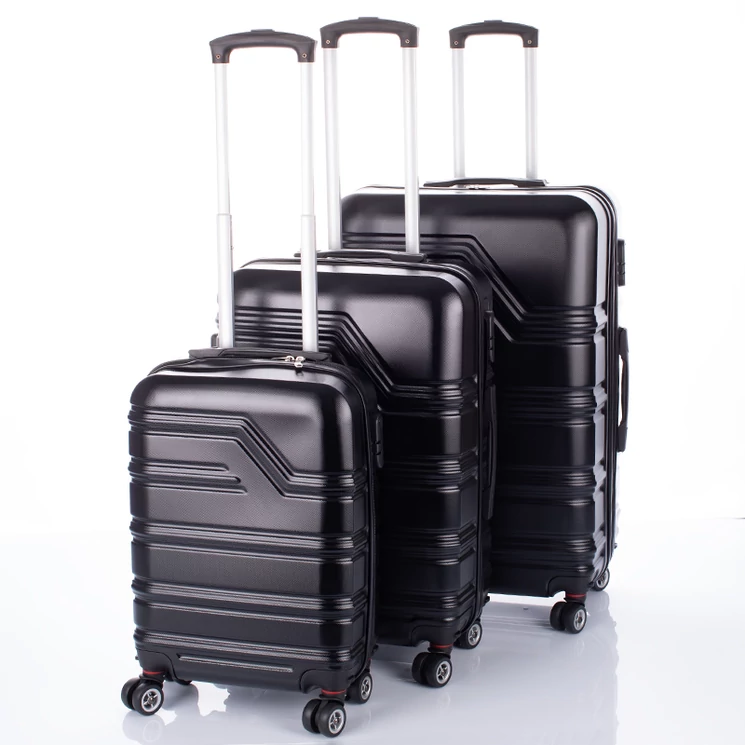 3 db-os bőrönd szett fekete színben BOX 4.0  duplakerekes