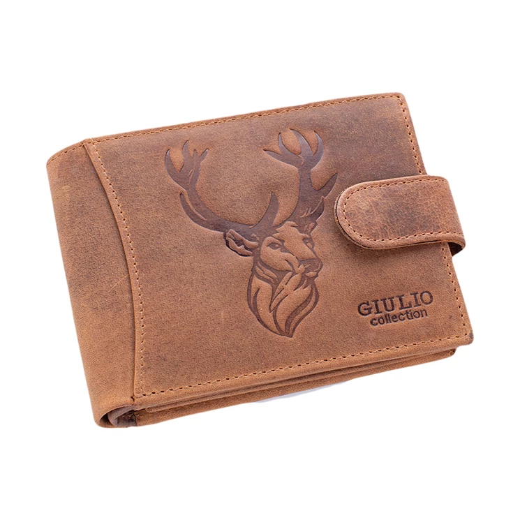 Valódi bőr férfi vadász pénztárca barna színben szarvas mintával RFID védelemmel 