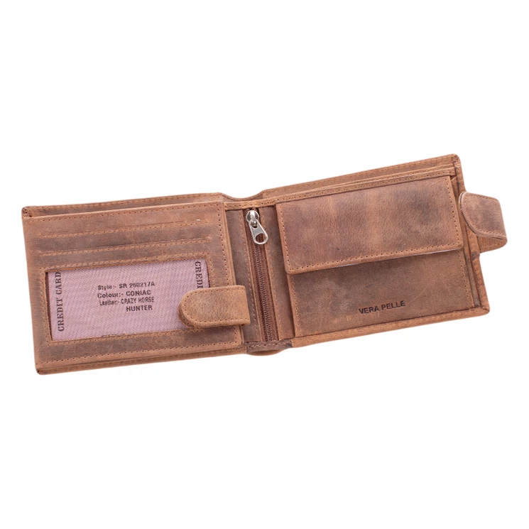 Valódi bőr férfi vadász pénztárca barna színben szarvas mintával RFID védelemmel 