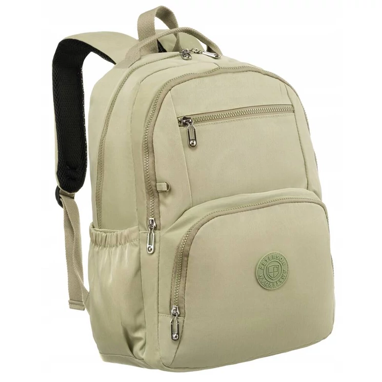 Tágas Sokzsebes Női hátizsák Világos zöld színben