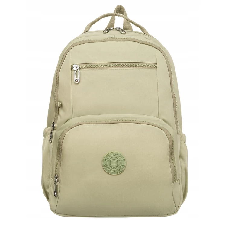 Tágas Sokzsebes Női hátizsák Világos zöld színben