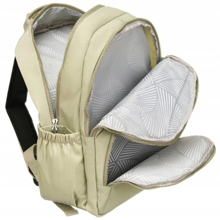 Tágas Sokzsebes Női hátizsák Világos zöld színben