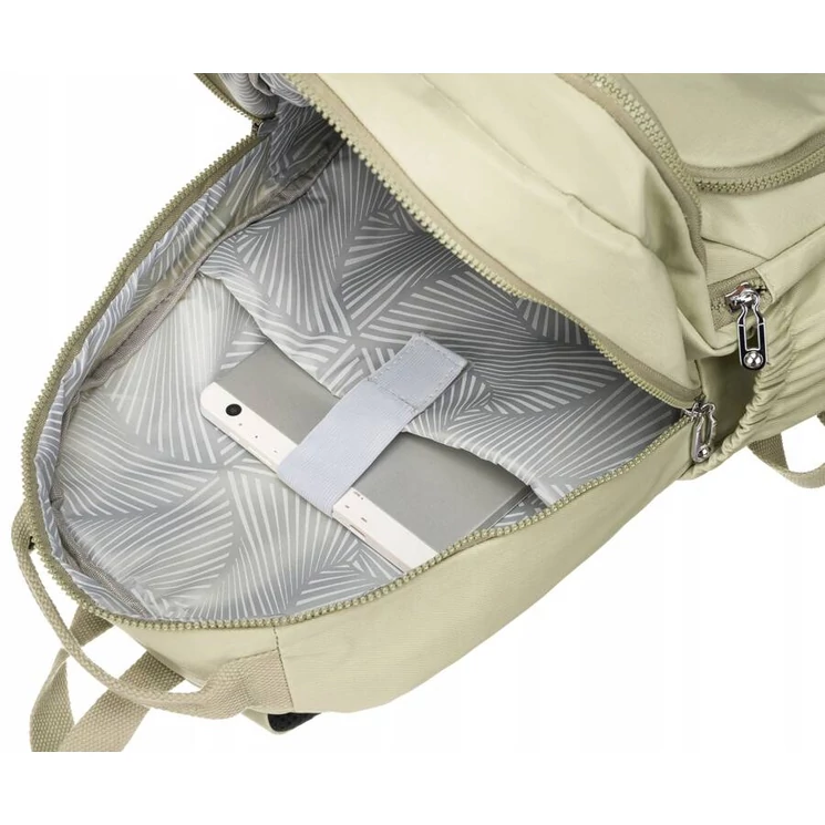 Tágas Sokzsebes Női hátizsák Világos zöld színben