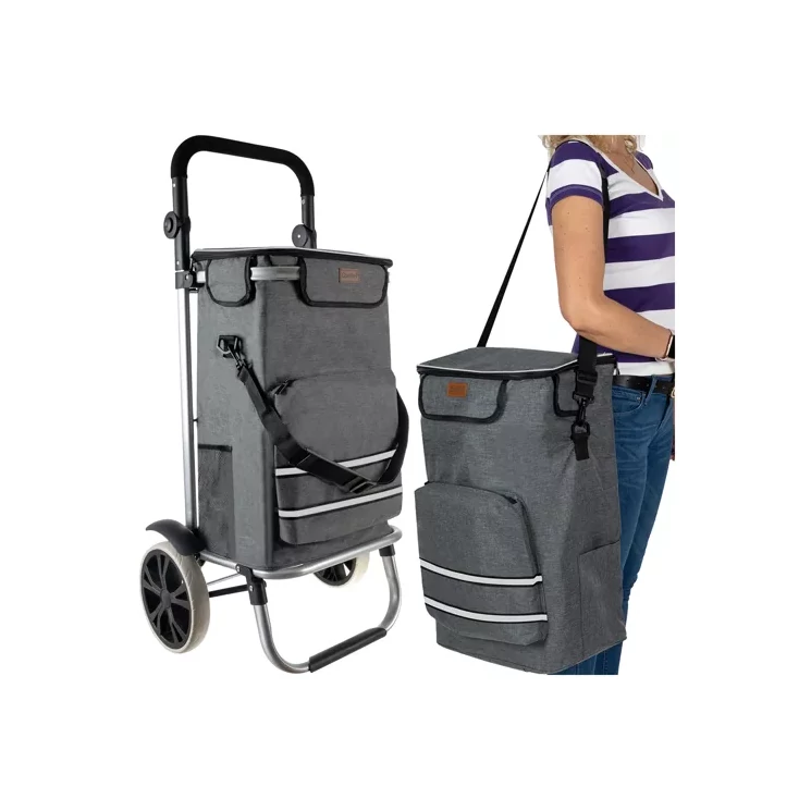 Nagyméretű ultrakönnyű összehajtható gurulós bevásárlókocsi 