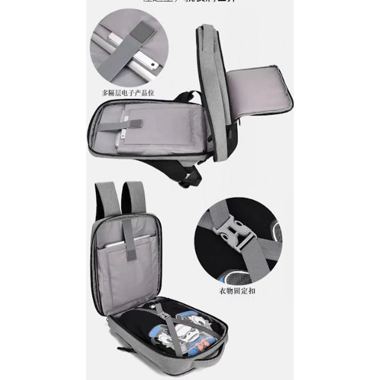 Fedélzeti méretű laptophátizsák 40 x 30 x 20 cm USB csatlakozóval