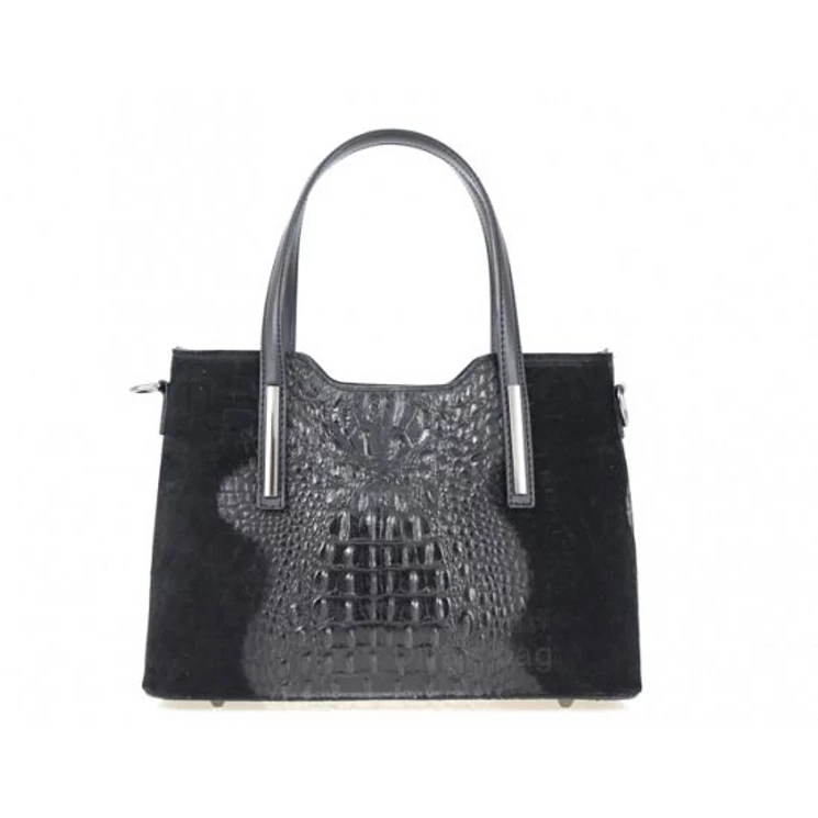 Valódi bőr női táska Fekete-Ezüst színben - Óriási színválasztékban 