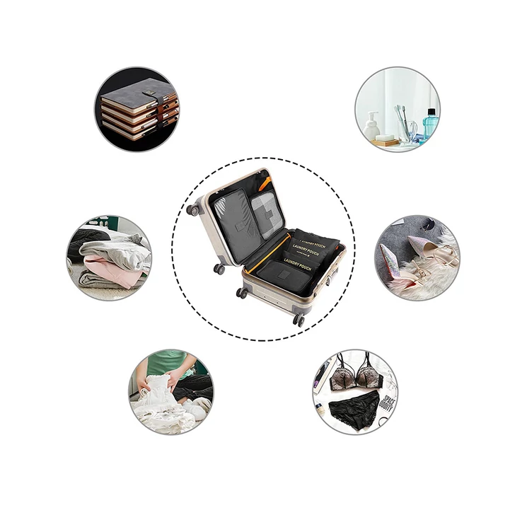 Bőröndrendező táskák utazáshoz 6 db-os szett fekete