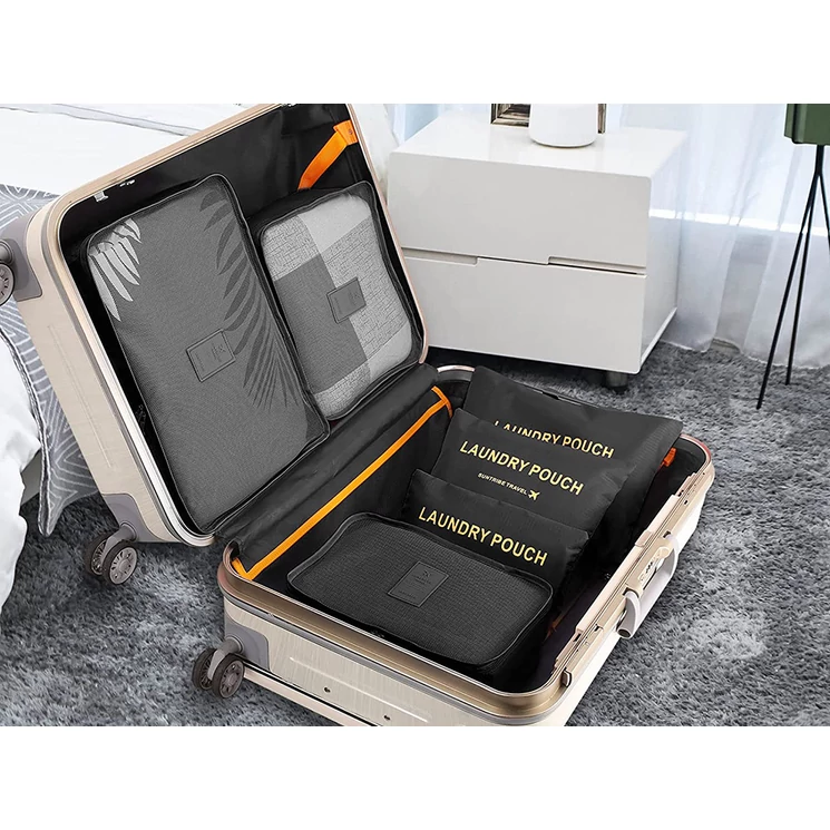 Bőröndrendező táskák utazáshoz 6 db-os szett fekete