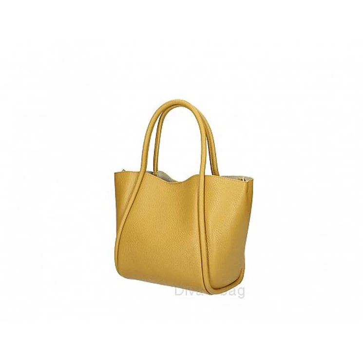 Valódi bőr női válltáska Mustársárga színben