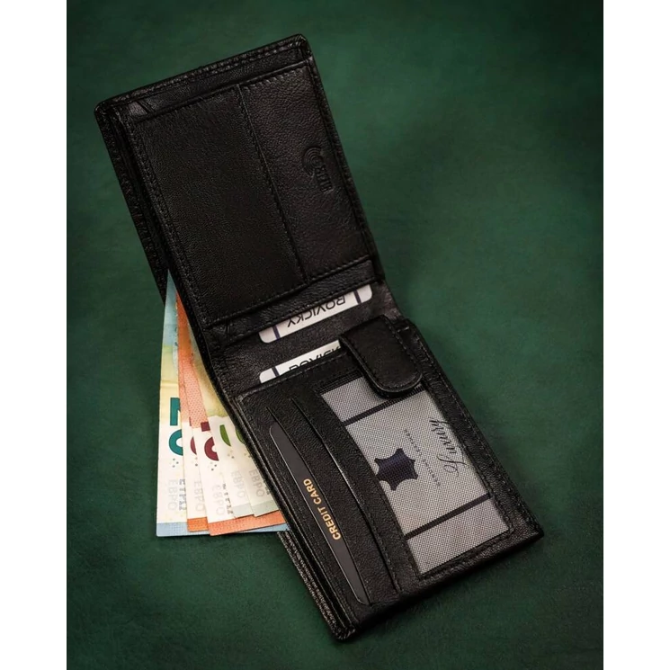 Elegáns Valódi bőr Férfi pénztárca díszdobozban fekete színben
