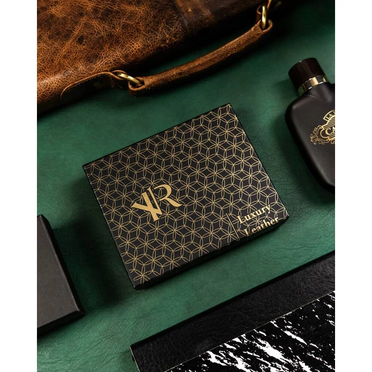 Elegáns Valódi bőr Férfi pénztárca díszdobozban fekete színben