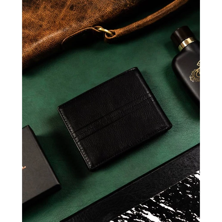 Elegáns Valódi bőr Férfi pénztárca díszdobozban fekete színben