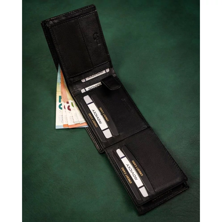 Elegáns Valódi bőr Férfi pénztárca díszdobozban fekete színben