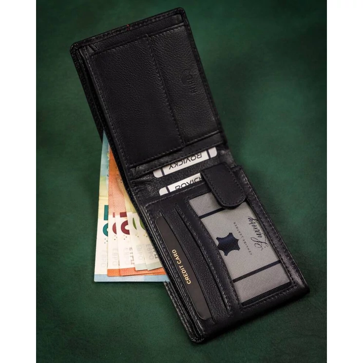 Elegáns Valódi bőr Férfi pénztárca díszdobozban sötétkék színben