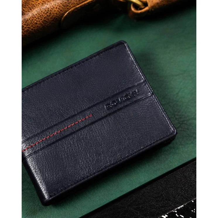 Elegáns Valódi bőr Férfi pénztárca díszdobozban sötétkék színben