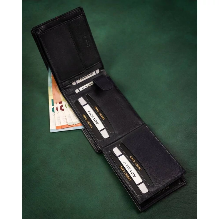 Elegáns Valódi bőr Férfi pénztárca díszdobozban sötétkék színben