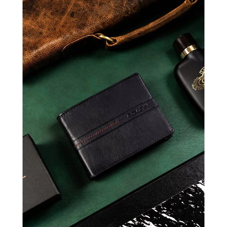 Elegáns Valódi bőr Férfi pénztárca díszdobozban sötétkék színben