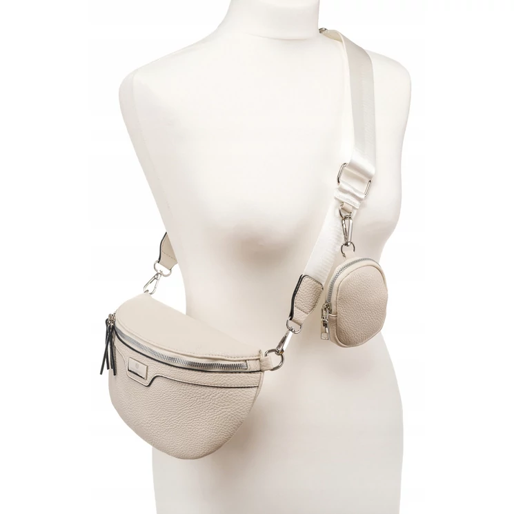 Elegáns Női Övtáska/Oldaltáska + Praktikus kiegészítővel fehér színben