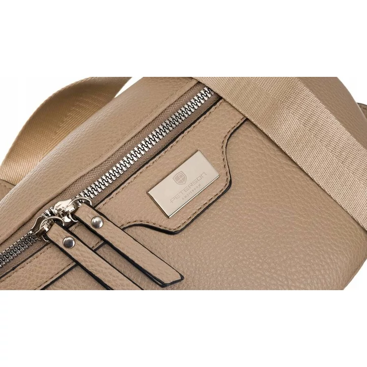 Elegáns Női Övtáska/Oldaltáska + Praktikus kiegészítővel sötét bézs színben