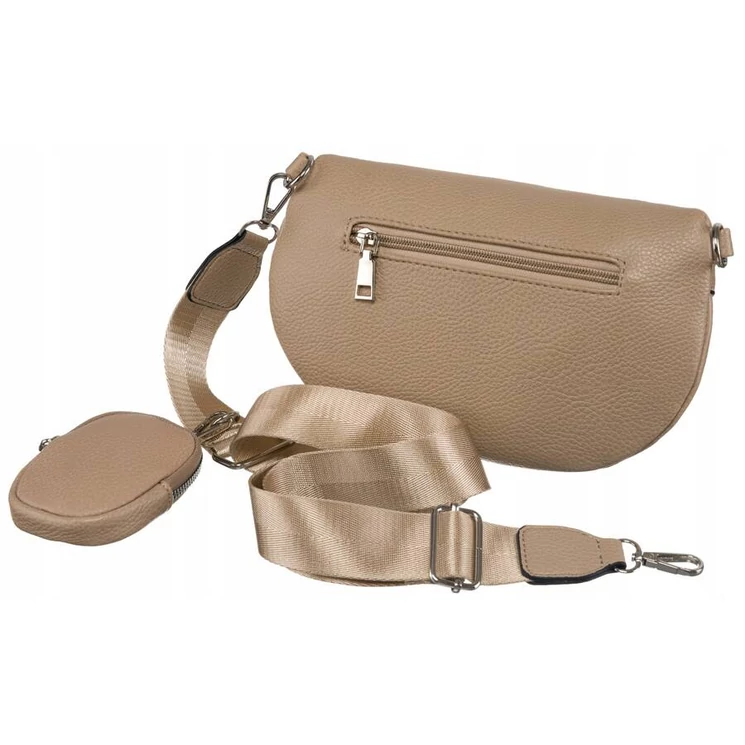 Elegáns Női Övtáska/Oldaltáska + Praktikus kiegészítővel sötét bézs színben
