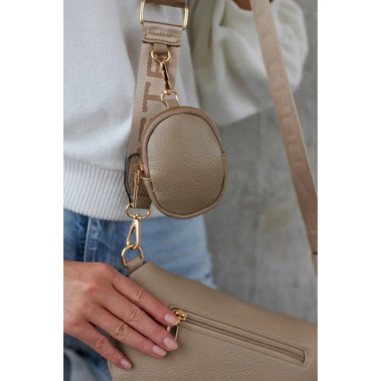 Elegáns Női Övtáska/Oldaltáska + Praktikus kiegészítővel sötét bézs színben