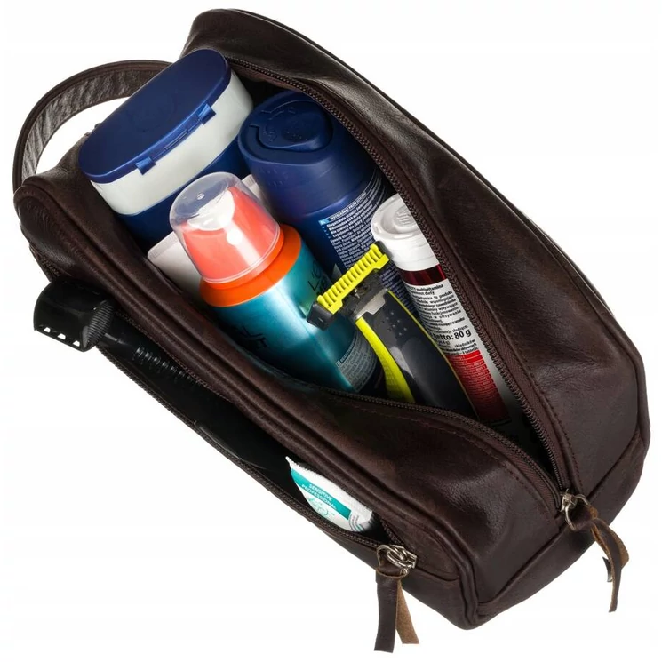 Valódi Bőr férfi kozmetikai táska Extra kiegészítőkkel