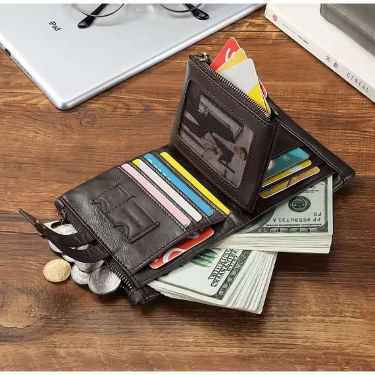 Valódi bőr Elegáns férfi pénztárca barna színben