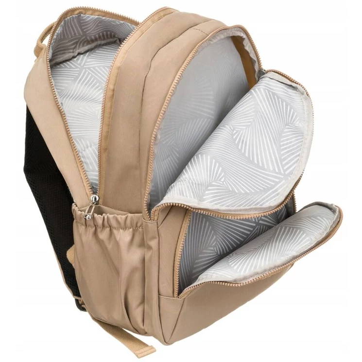 Tágas Sokzsebes Női hátizsák bézs színben