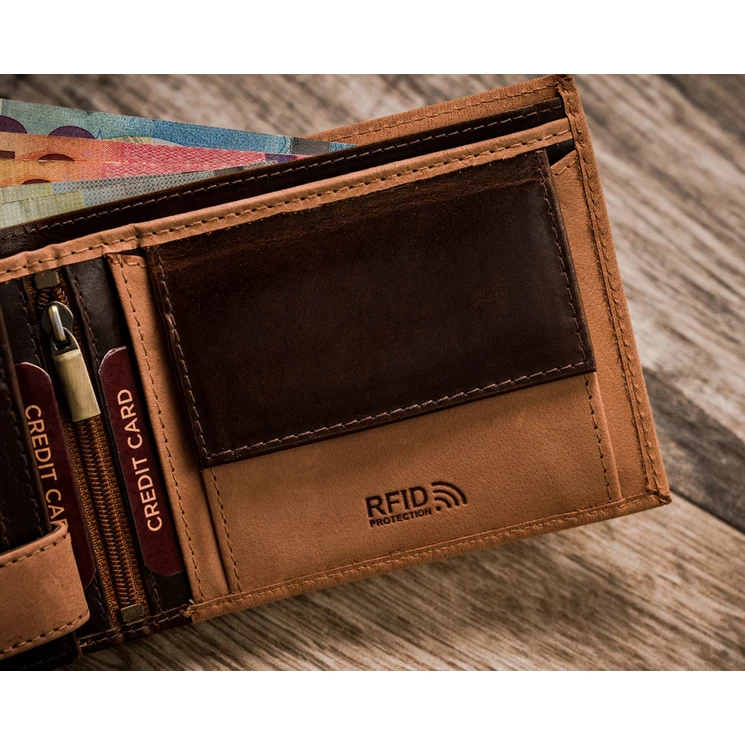 Peterson Valódi bőr Férfi pénztárca RFID védelemmel