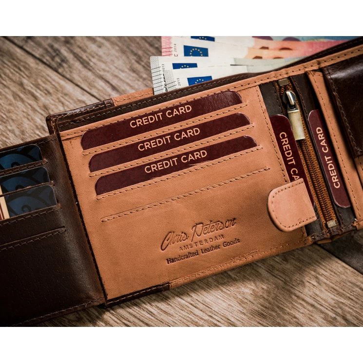 Peterson Valódi bőr Férfi pénztárca RFID védelemmel