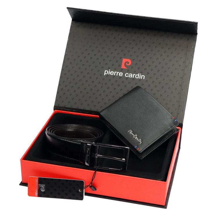 Pierre Cardin Valódi bőr Férfi pénztárca és öv Ajándékcsomag