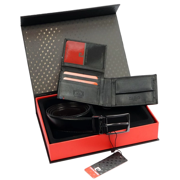 Pierre Cardin Valódi bőr Férfi pénztárca és öv Ajándékcsomag