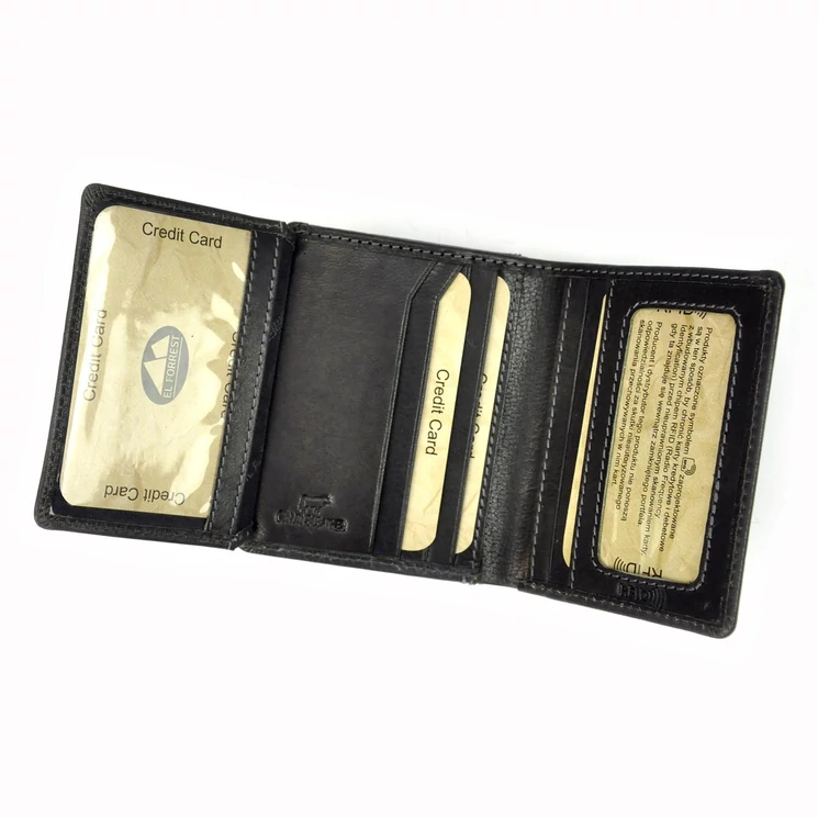 EL FORREST Valódi bőr Kártyatartó Fekete színben RFID rendszerrel