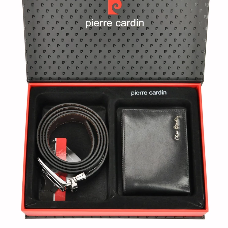 Pierre Cardin Valódi bőr Férfi pénztárca és öv Ajándékcsomag