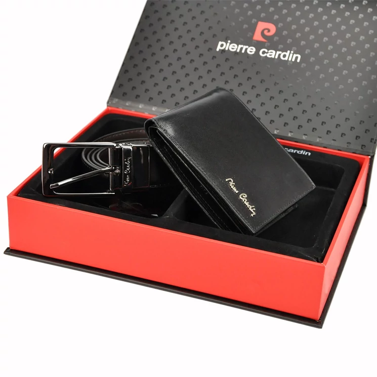 Pierre Cardin Valódi bőr Férfi pénztárca és öv Ajándékcsomag